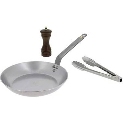 de Buyer Sada na steaky 5610.03 box STEAKLOVER MINERAL B pánev 26 cm mlýnek na pepř nerez kleště