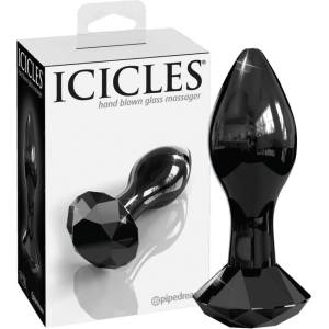 Icicles No. 78 - анален плъг конусовиден - стъкло - черен - lovesexshop