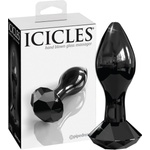 Icicles No. 78 - конусовидно стъклено анално дилдо (черно) - lovesexshop