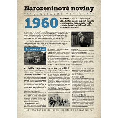 Narozeninové noviny 1960 s vlastním textem a fotografií S textem