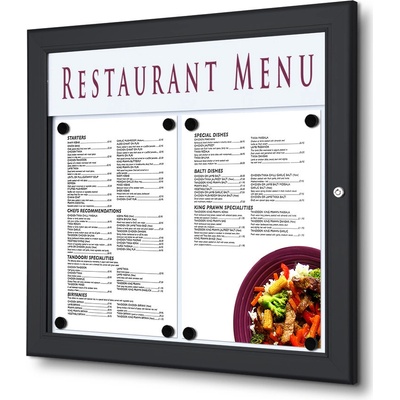 Jansen Display Venkovní "menu" vitrína 2 x A4, v černé barvě RAL9005