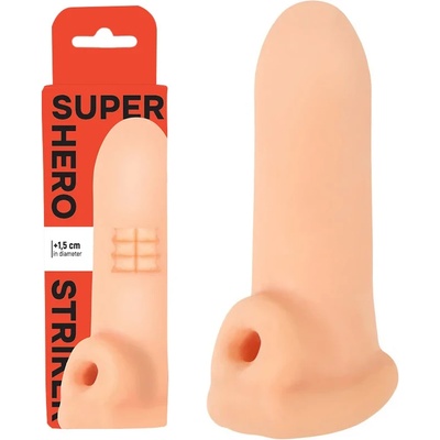 Пенис уголемител, вътрешен релеф и пръстен, 13, 5см. - Super Hero Striker Flesh (7017-01LOLA)