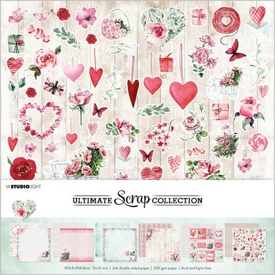 Kreativní blok papírů a obrázků k vystřižení, 30,5 x 30,5 cm – shabby chic romantika