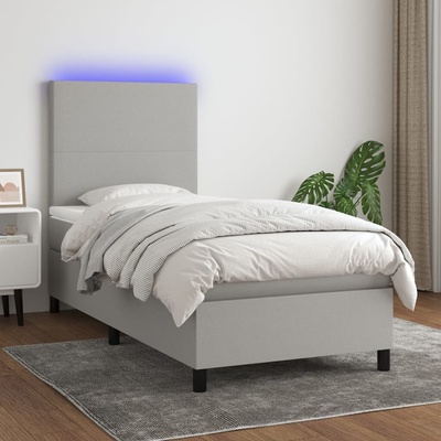 vidaXL 11461.3134677 Boxspring postel s matrací a LED světle šedá textil