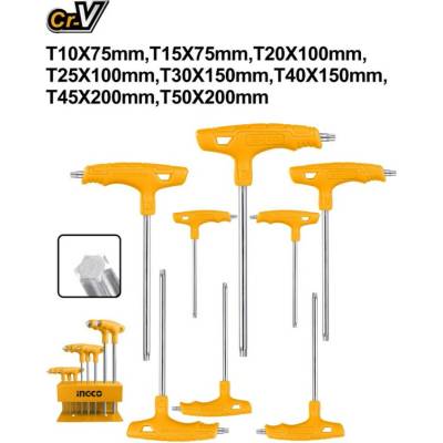 Kľuč torx T-rúčka sada 8ks CrV T10-T50mm INGCO Industrial
