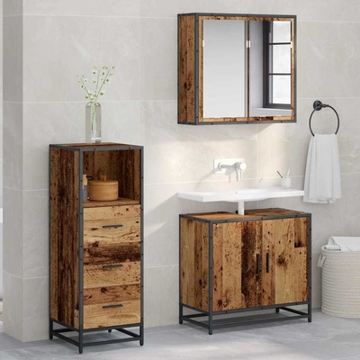 vidaXL Комплект мебели за баня Старо дърво 35 x 37, 5 x 100 см (883605)