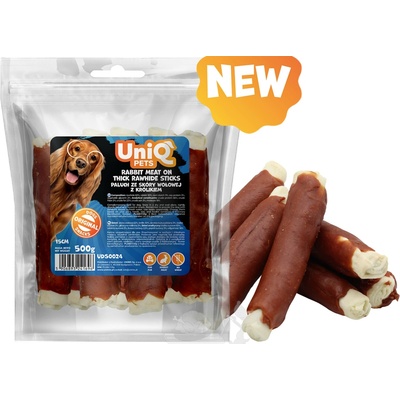 UNIQ PETS Bůvolí tyče obalené králičím masem 15 cm 6ks 500 g