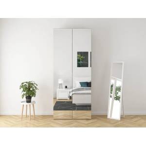 BRW Гардероб flex 100 / 45 / 240 см дъб сонома с огледало (f57-szafa_zestaw_11-dso/sz-kpl01)
