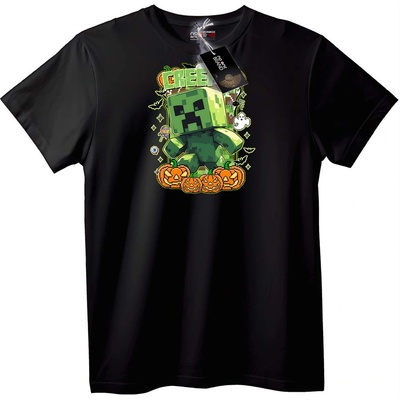 NOONEBRAND Тениска Minecraft Creeper Хелоуин - 6XL, Black