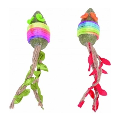 Mpets Cat Toy Mouse with Catnip - Играчка за котка Цветни Мишки с дълги опашки с котешка трева - 13 x 3 x 3 см, Белгия - 20640099