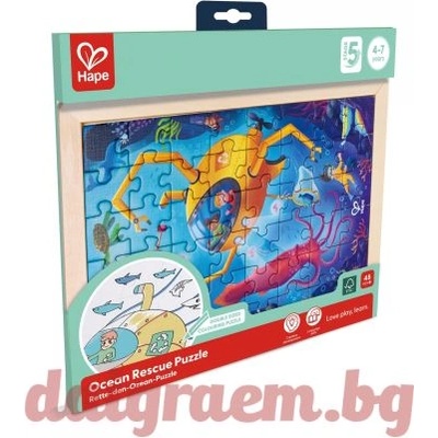 Hape Дървен пъзел hape e1643 - 48 части - Приключения в океана (h1643)