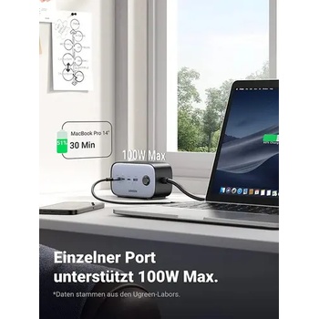 Image 1 of UGREEN 6 В 1 УНИВЕРСАЛНО ЗАРЯДНО УСТРОЙСТВО CD270 Desk 220V 3xUSB-C 1xUSBA 2хAC UGREEN (Ugreen 60167)