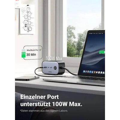 UGREEN 6 В 1 УНИВЕРСАЛНО ЗАРЯДНО УСТРОЙСТВО CD270 Desk 220V 3xUSB-C 1xUSBA 2хAC UGREEN (Ugreen 60167)