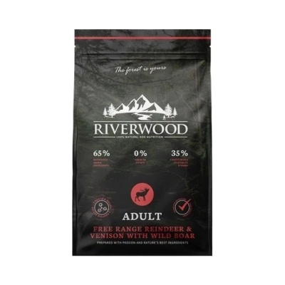 Riverwood Adult - Пълноценна суха храна, специално разработена за възрастни кучета с активен начин на живот с еленско и глиганско месо, 2 кг
