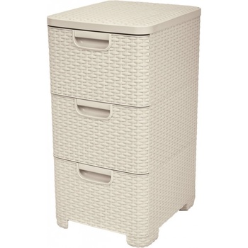CURVER Rattan Style skříňka 3x14L krémový
