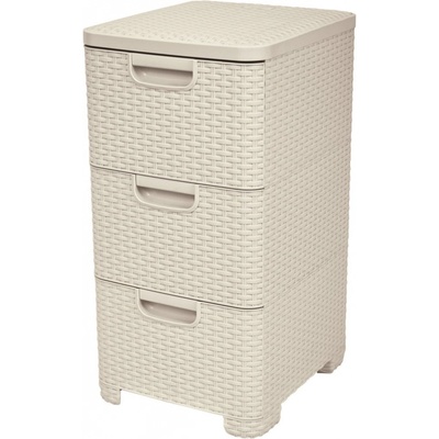 CURVER Rattan Style skříňka 3x14L krémový