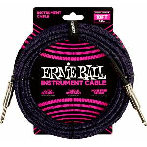 Ernie Ball Braided Straight Straight Inst Cable Purple Black 5, 5 m Директен - Директен Инструментален кабел (P06395)