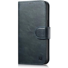 iCarer Oil Wax Peňaženkové Pouzdro 2v1 iPhone 14 Flip Leather Cover Anti-RFID modrý (WMI14220721-BU)