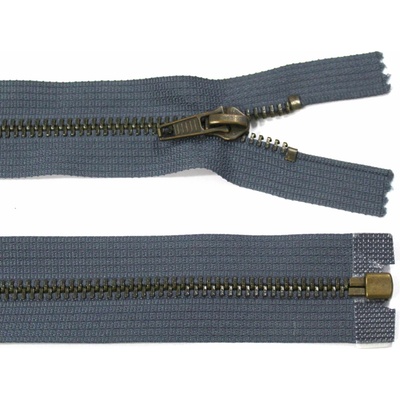 Kovový zip no.5 rozepínací 55cm (staromosazné zoubky) - více barev b: 12 tmavě šedá