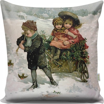 Hanah Home Vianočný vankúš TUNES IV biely 43x43