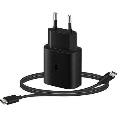 Samsung Зарядно SAMSUNG, 25W, с кабел USB-C към USB-C, EP-TA800EBE, EP-DA705BBE, bulk, Черен (EP-TA800EBE  EP-DA705BBE)