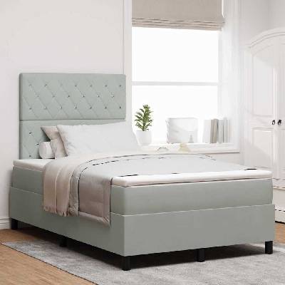 zahrada-XL 3339752 Postel s boxspringem s matrací Světle šedá samet