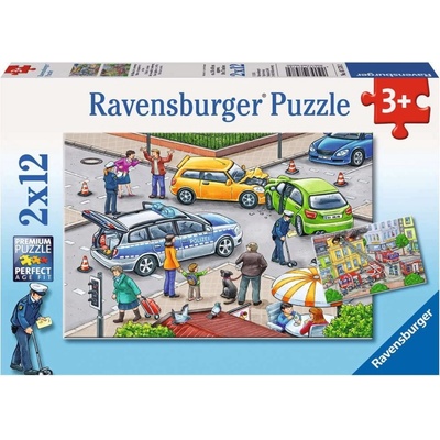 Ravensburger Пъзел Ravensburger от 2 x 12 части - Сини светлини по пътя (7578)