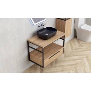 Inter Ceramic Мебел за баня с метална рамка 80 см, конзолна (плот/рафт/шкаф) (icp 8056-039 КОМО)