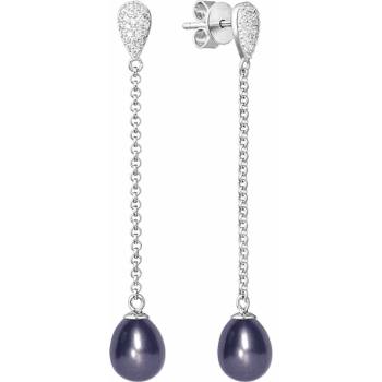 Eppi Visiace náušnice zo striebra s čiernymi perlami Abby E42655