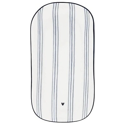 Bastion Collections Oválný talířek XS White/blue small stripes, 15,5x8,5x2cm LI-OVAL-PL-XS-012-IB