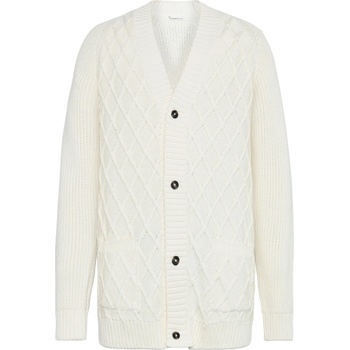 KnowledgeCotton Apparel Мъжко вълнено яке KnowledgeCotton Apparel Cotton Diamond Cardigan Knit Wool jacket - Egret - размер XL (005-6706-0114)