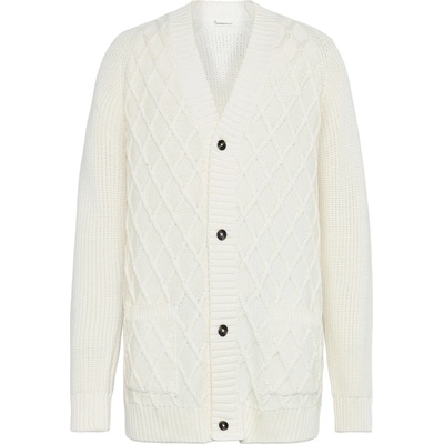 KnowledgeCotton Apparel Мъжко вълнено яке KnowledgeCotton Apparel Cotton Diamond Cardigan Knit Wool jacket - Egret - размер XL (005-6706-0114)