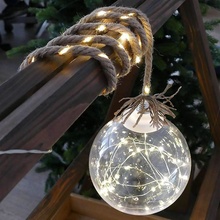 MagicHome Dekorácia Balldeco guľa na lane 50x mLED teplá biela 3xAA IP20 interiér osvetlenie L-0,50 m