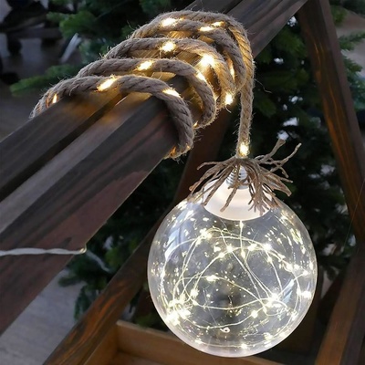 MagicHome Dekorácia Balldeco guľa na lane 50x mLED teplá biela 3xAA IP20 interiér osvetlenie L-0,50 m