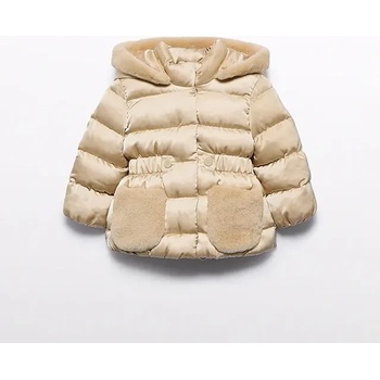 Abel & Lula Стилно зимно яке в цвят бадем за бебе момиче с качулка и плюш Abel&Lula