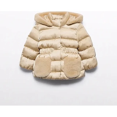Abel & Lula Стилно зимно яке в цвят бадем за бебе момиче с качулка и плюш Abel&Lula