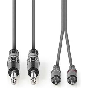 Nedis Полупрофесионален аудиокабел Nedis COTH23320GY15, 2 x 6, 35 mm моно жак - 2 X RCA щепсел, дължина 1, 5 m, гъвкав (COTH23320GY15)