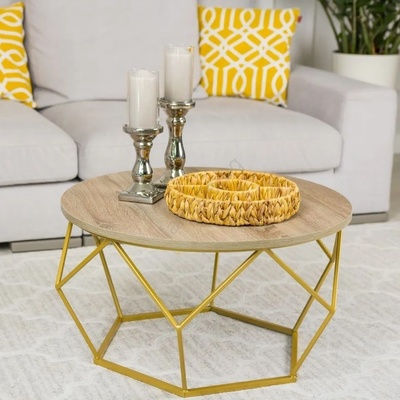 HowHomely Масичка за кафе DIAMOND 40x70 см златиста/кафява (DD0445)