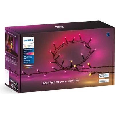 Ambiance 8720169246621 PHILIPS HUE White and Color Festavia string lights vianočná svetelná reťaz 250 LED 20m 2000-6500K+RGB IP44/IP54 čierna