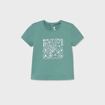 MAYORAL Тениска къс ръкав basic в смарагдов цвят със сребристи детайли за мини момиче Майорал