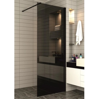 Inter Ceramic Статичен параван за баня Ава Нано 80х200 см, черно стъкло, черен алуминиев профил (ics 113g/80 nano)