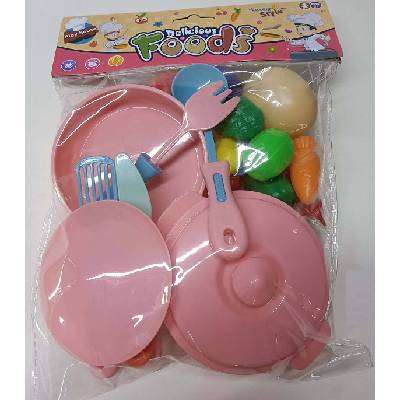 Armtoys ДЕТСКИ КОМПЛЕКТ ТИГАН И ТЕНДЖЕРА С ПРОДУКТИ В ПЛИК 2 ЦВЯТА
