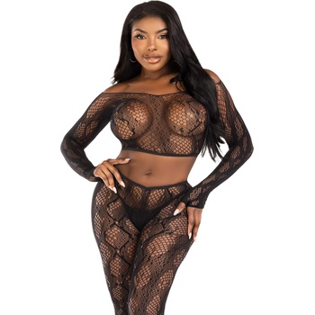 Leg Avenue Python Crop Top & Footless Tights 89373 Black