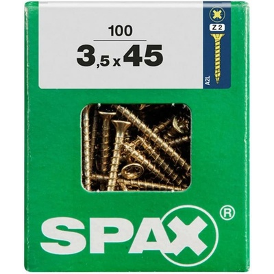 Spax Uni vrut zápust.hlava PZ/Z2 4CUT a plným závitem Yellox 35 x 45 mm 100 ks