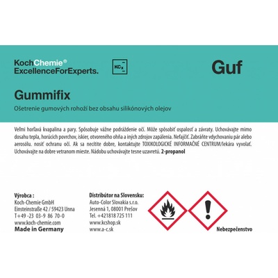 Koch Chemie Produktová etiketa Gummifix