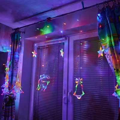KIK KX5250 Svetelný záves sob 138 LED 2,5 m multicolor
