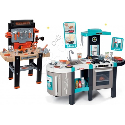 Smoby kuchynka elektronická Tefal French Touch Bubble a pracovná dielňa Black+Decker so zvukom 311206-8