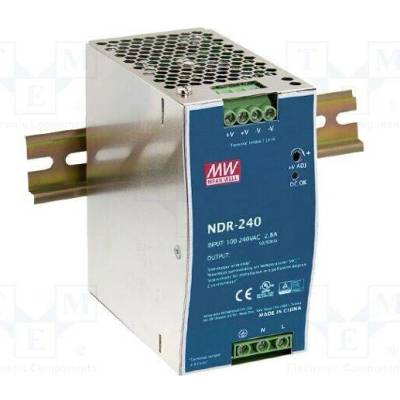 MEAN WELL NDR-240-24 Napájecí zdroj: spínaný; na lištu DIN,slim; 240W; 24VDC; 10A