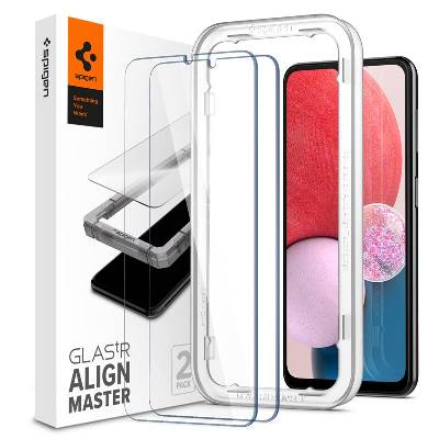 2 броя калени стъклени защитни покрития за дисплея на Samsung Galaxy A13 4G - Spigen Glass. Tr Align Master Tempered Glass 2 Pack (прозрачен) (AGL04280)