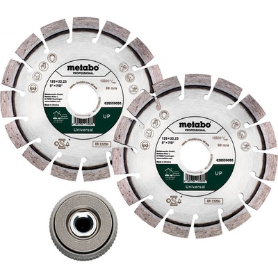 Metabo Sada: 2x Diamantový rezný kotúč 125x22,23mm, „UP“+r matica M 14 628582000